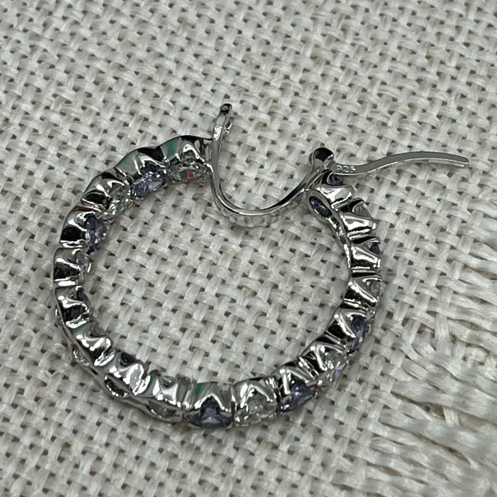 Bella Luce 925 Sterling Silver Tanzanite CZ Diamond Inside Out Hoop Earrings